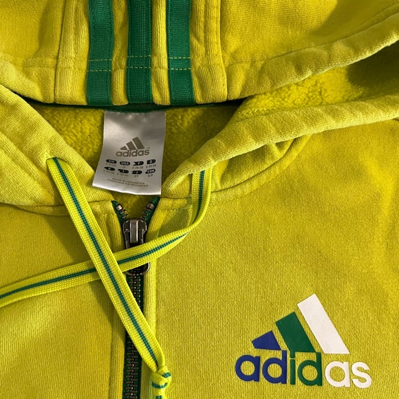 COPY - Women’s Adidas Hooded Zip Sweatshirt - Lime Green - Picture 3 of 4